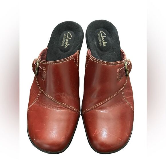 Clarks Bendables Red Leather Slip-on Shoes(Size 8.5M) - Picture 1 of 8
